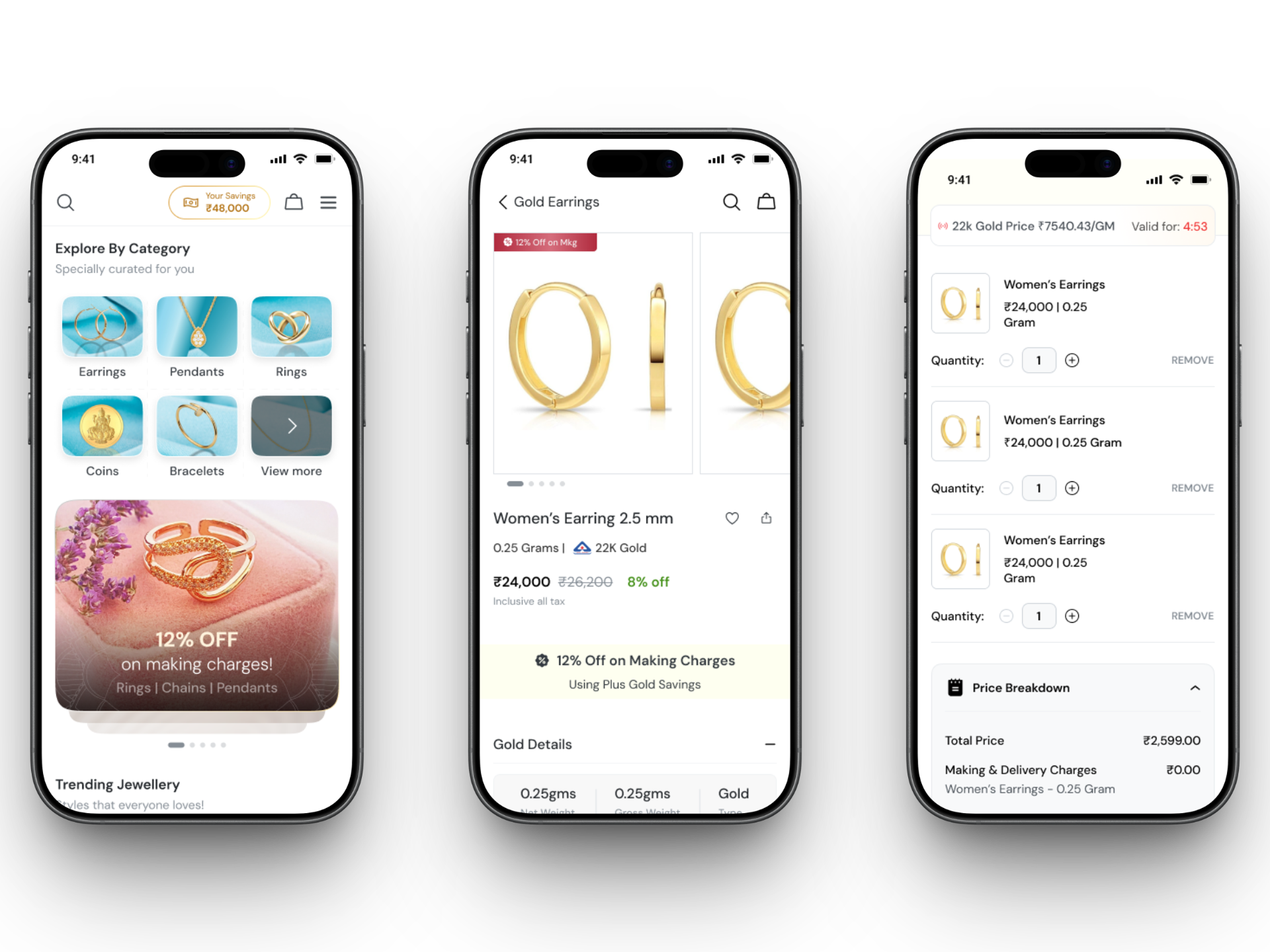 Meera Jewellery product screens